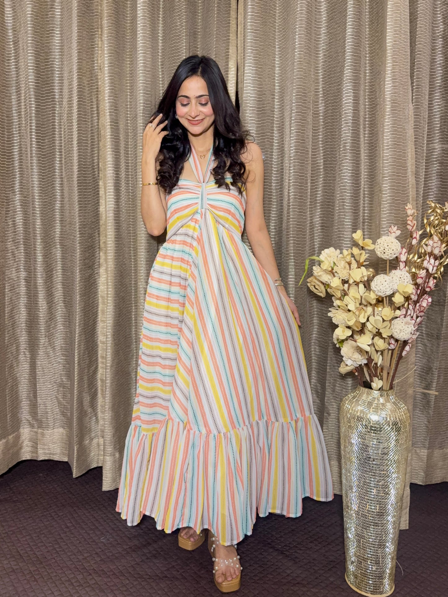 Multi Colour Strapless Dress