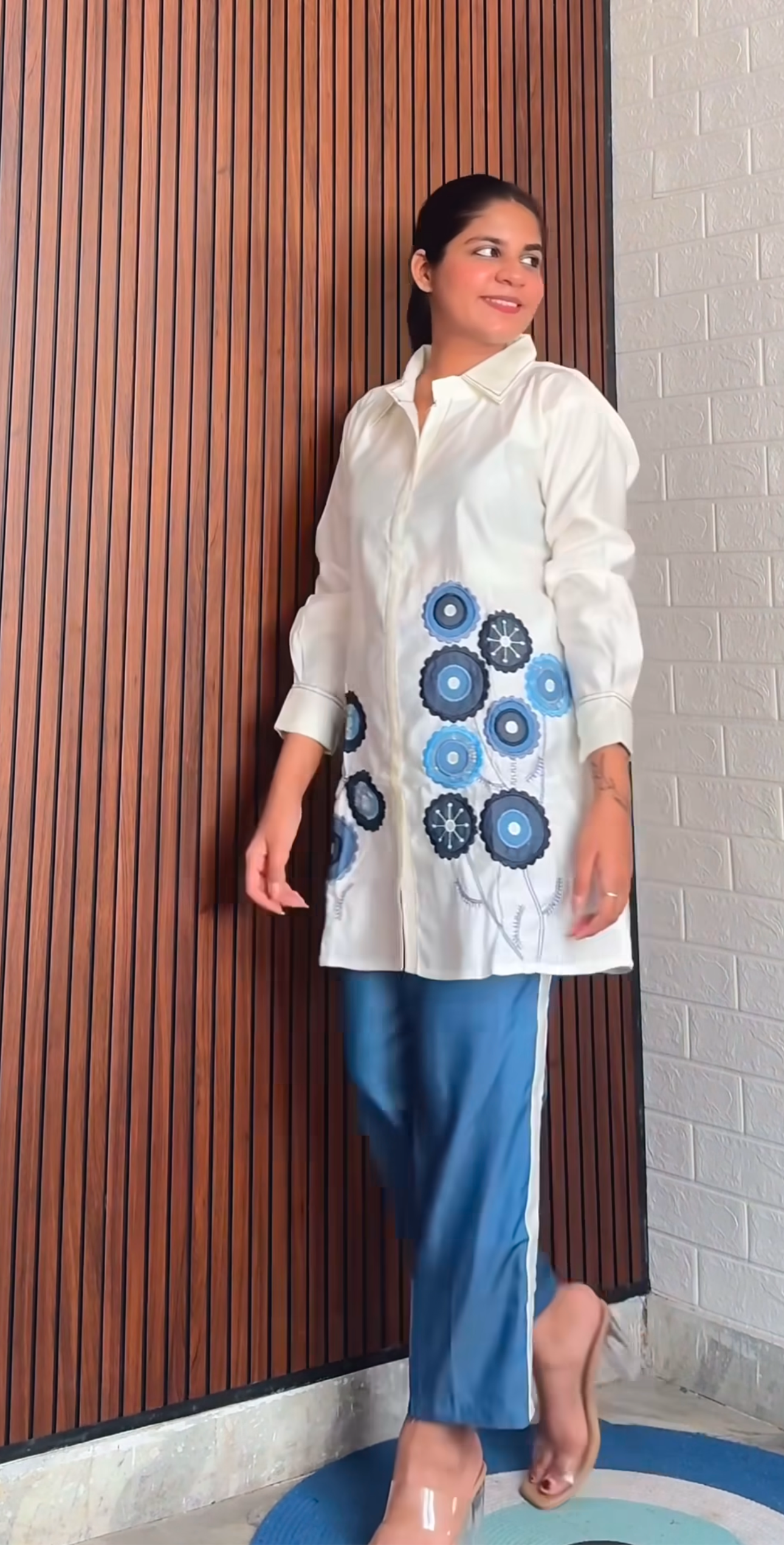 FLOWER DENIM COORDSET