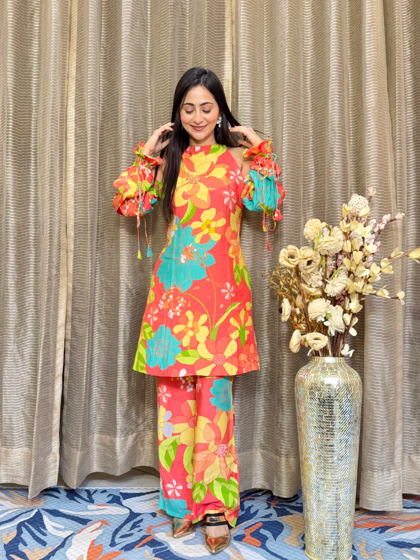 Vermilion Red Kimi Co Ord Set