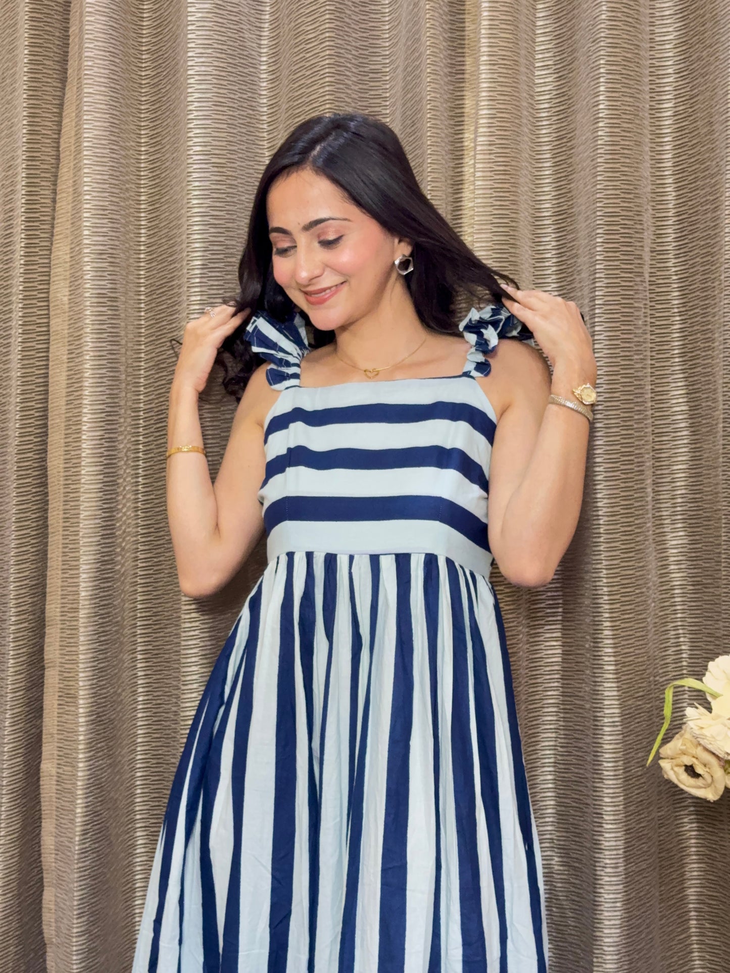 Thick blue stripped maxi dress