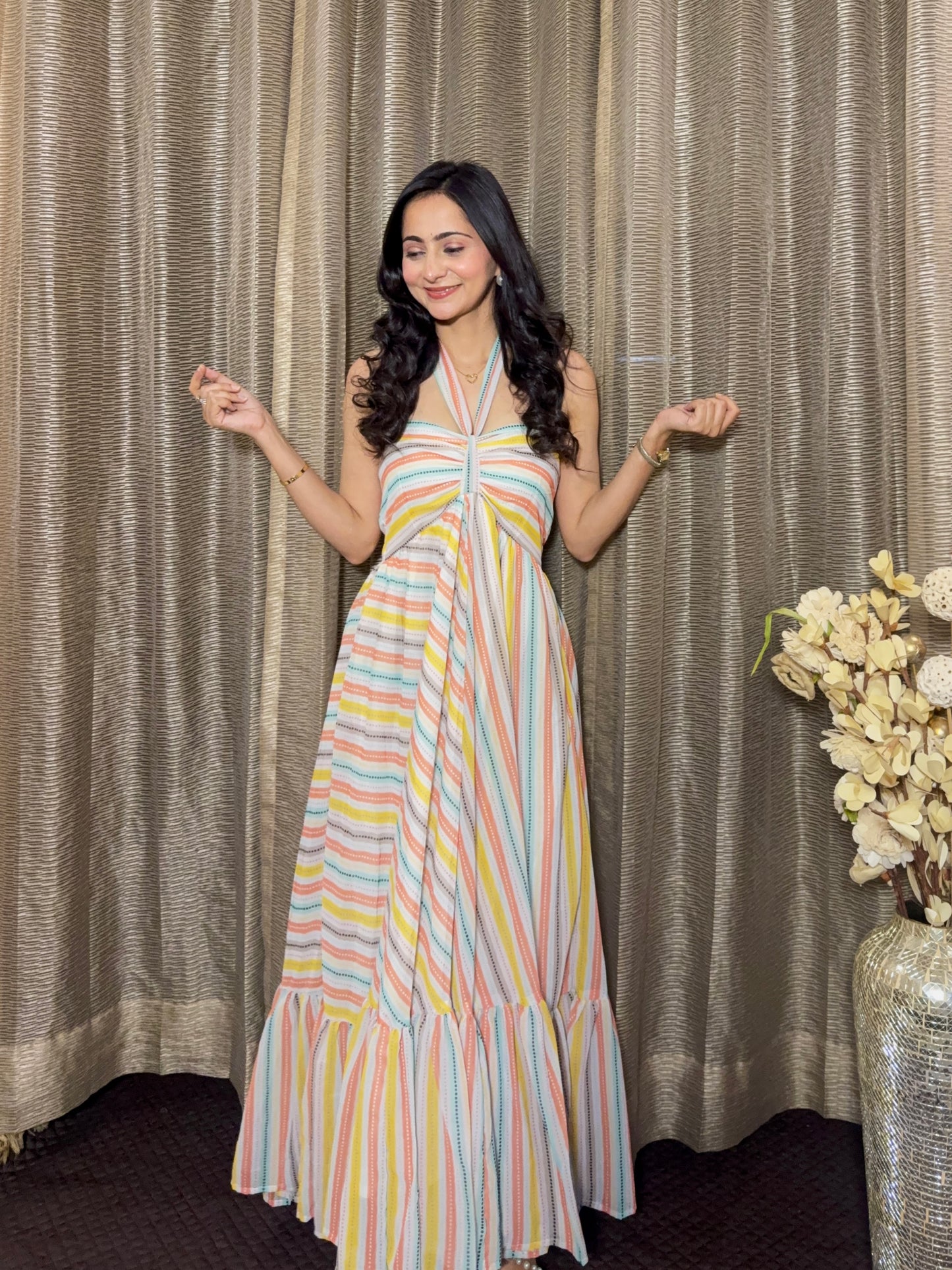 Multi Colour Strapless Dress
