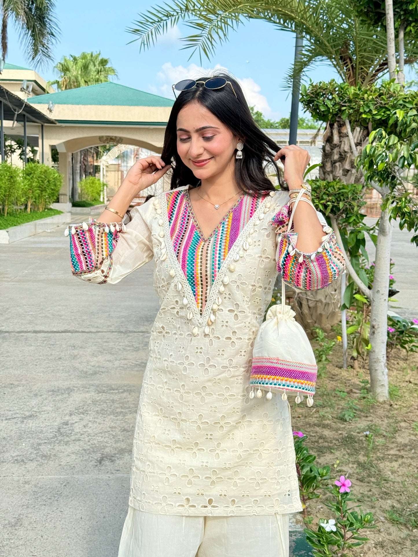 CHIKANKARI FARSHI SALWAR COORD SET