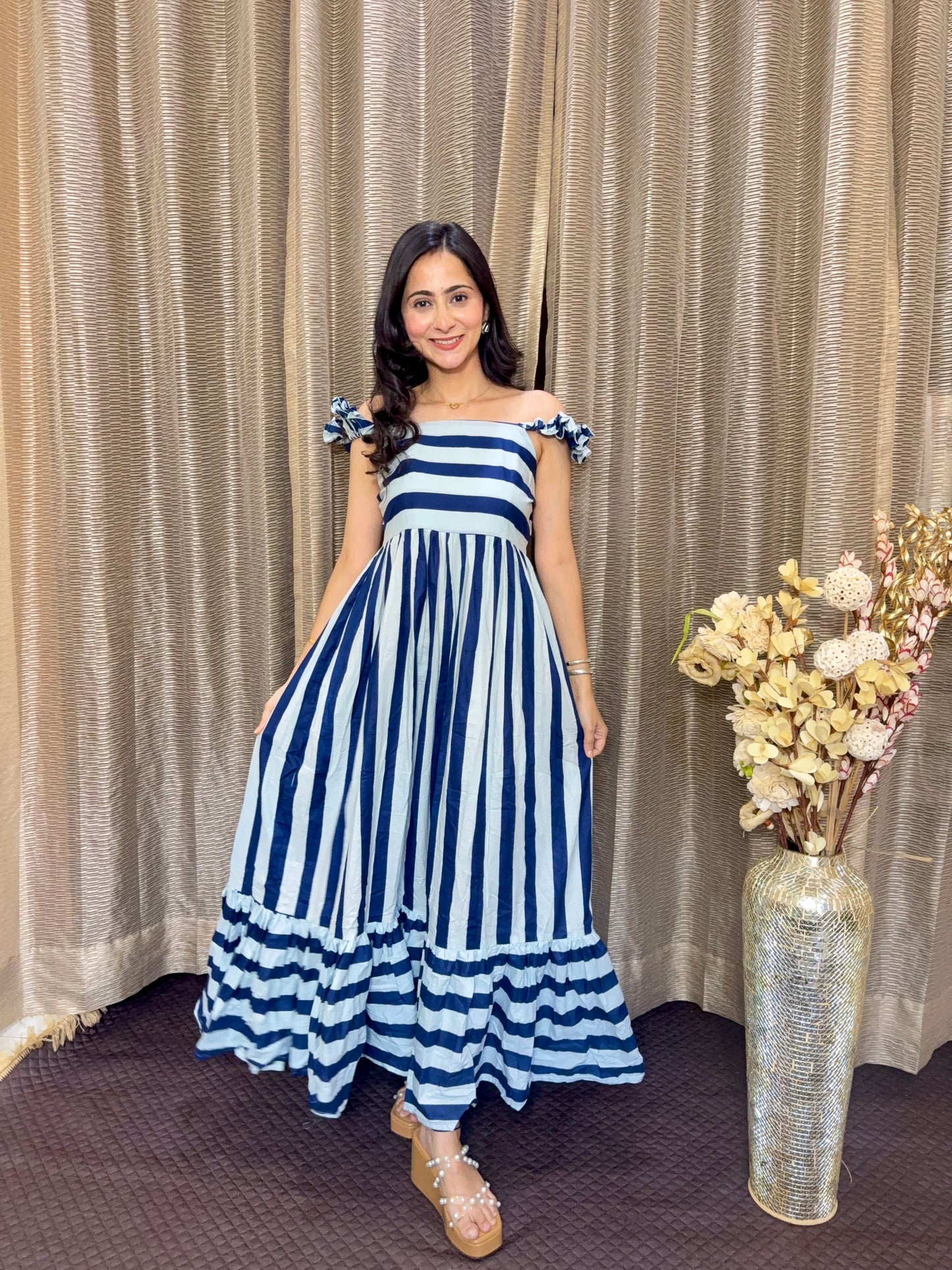 Thick blue stripped maxi dress