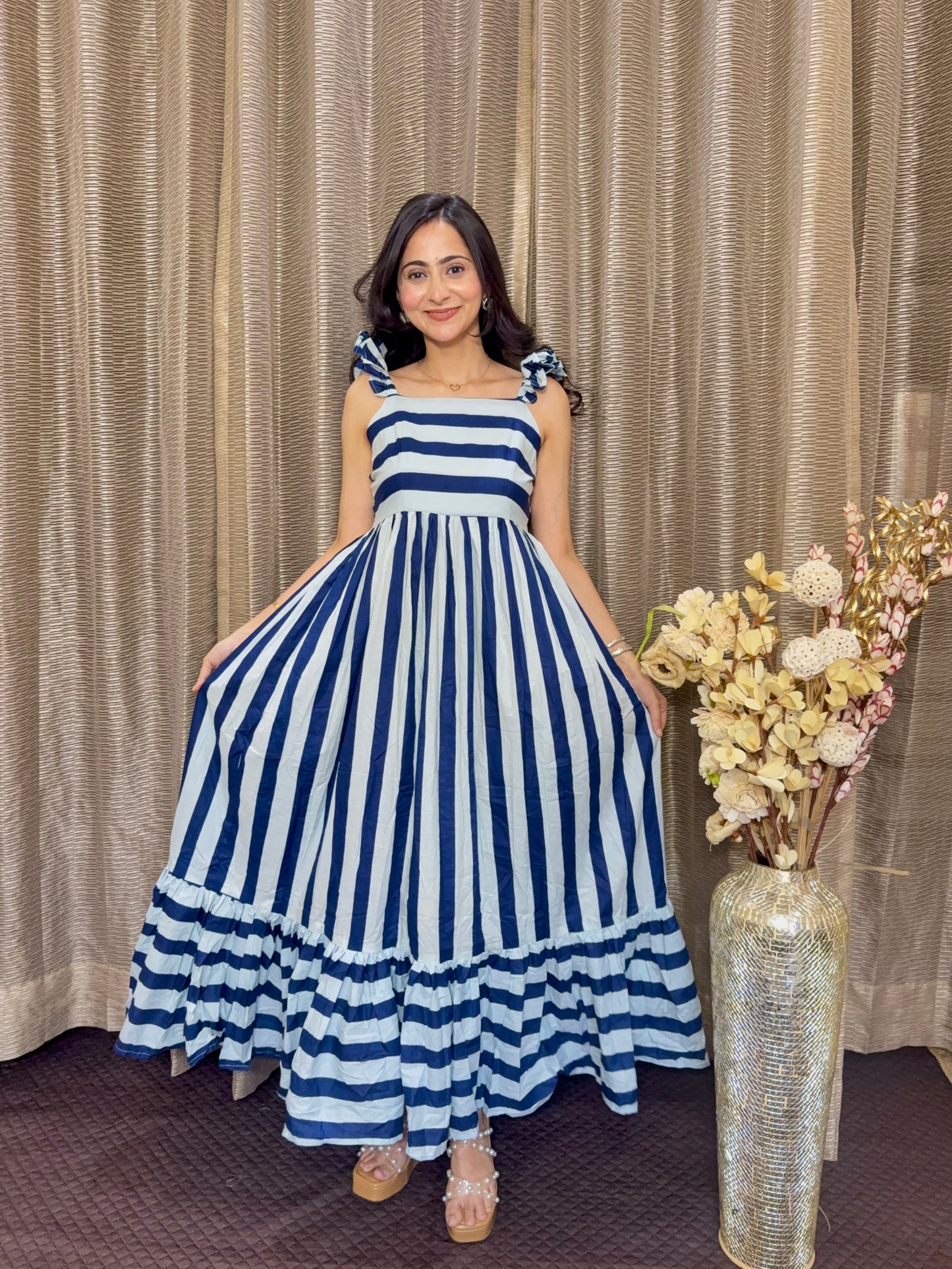 Thick blue stripped maxi dress