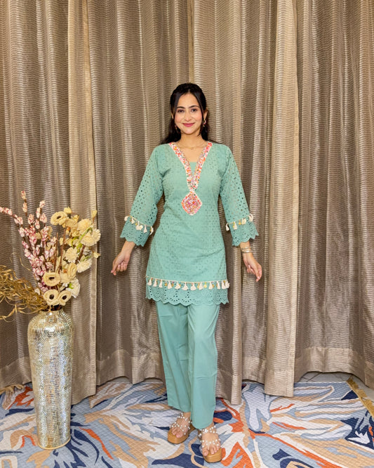 RANGEELA SCHIFFLI COORD SET
