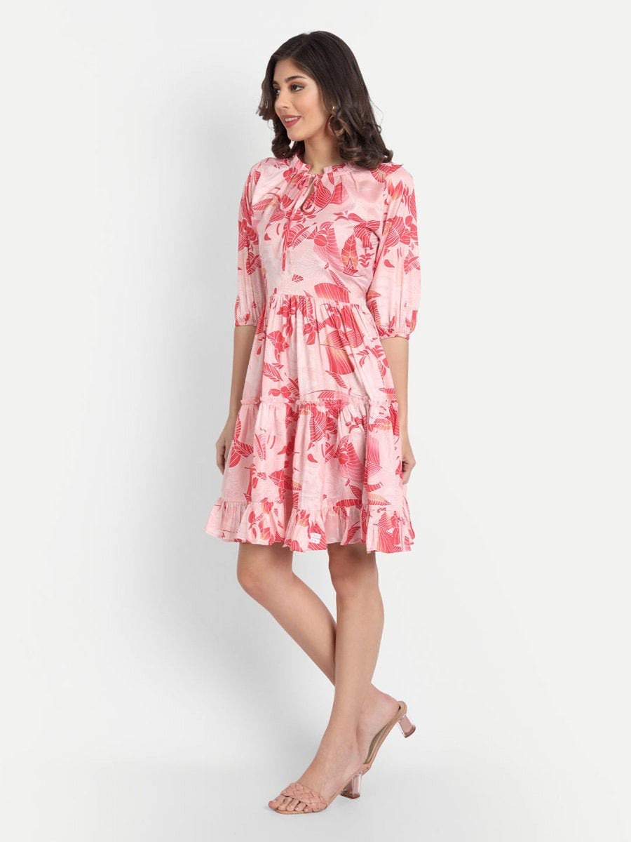 Western Wear Floral Red Dress